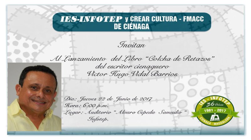 INFOTEP realiza lanzamiento del libro “Colcha  de Retazos” de Víctor Hugo Vidal Barrios