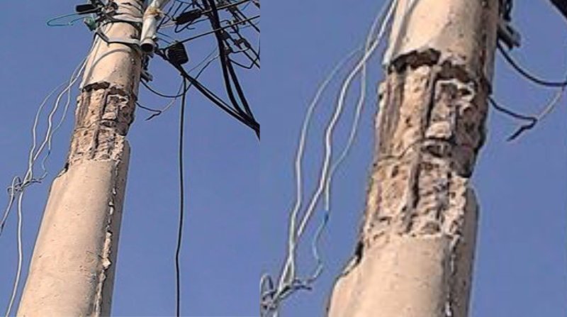 Poste en mal estado amenaza vivienda en la calle 30 con carrera 17 (Ciénaga)