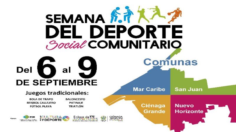 Semana del Deporte Social Comunitario tendrá lugar en Ciénaga entre el 6 y el 9 de septiembre
