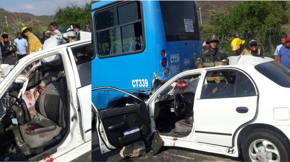 Carro particular se estrella violentamente contra buseta de Santa Marta