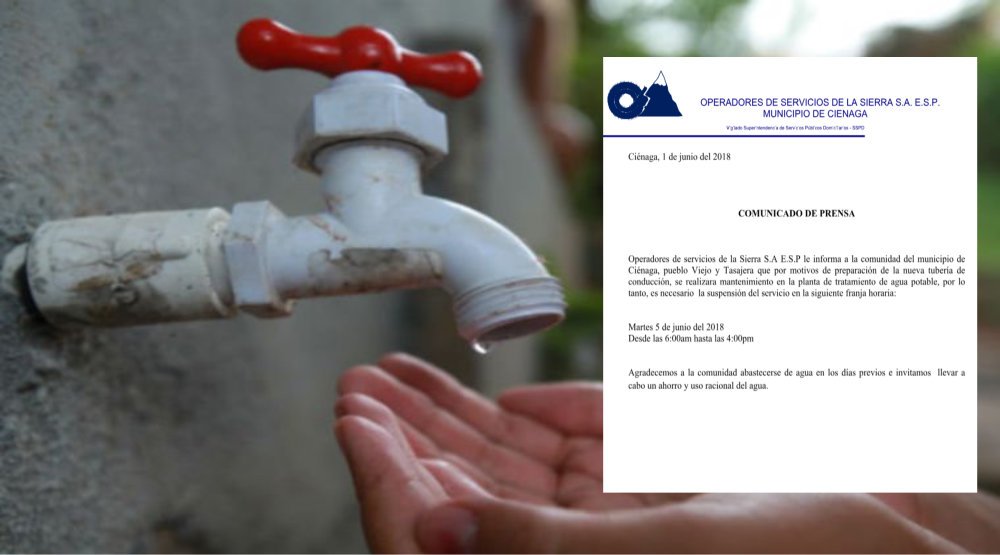 Operadores anuncia suspensión total del servicio de agua potable este martes 5 de junio