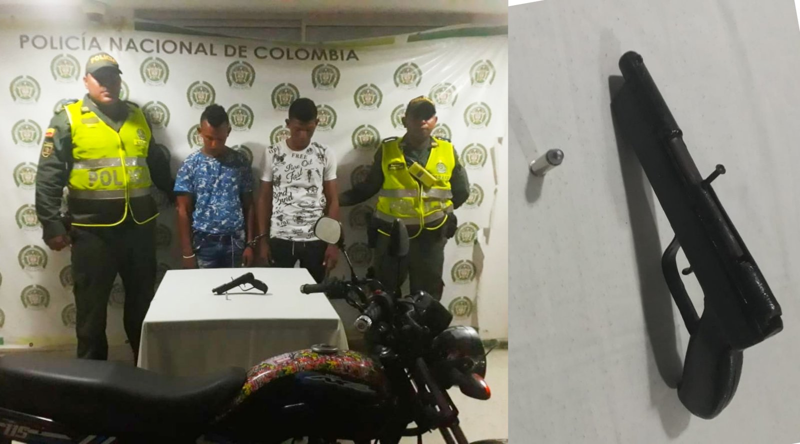 Policía Ciénaga reporta 2 capturados  con arma artesanal en el barrio Olivo