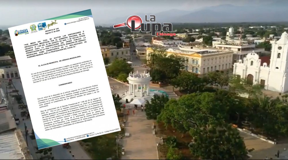 Alcaldía de Ciénaga expidió decreto 245: medidas se aplicarán entre el 1ro de septiembre y 1ro de octubre