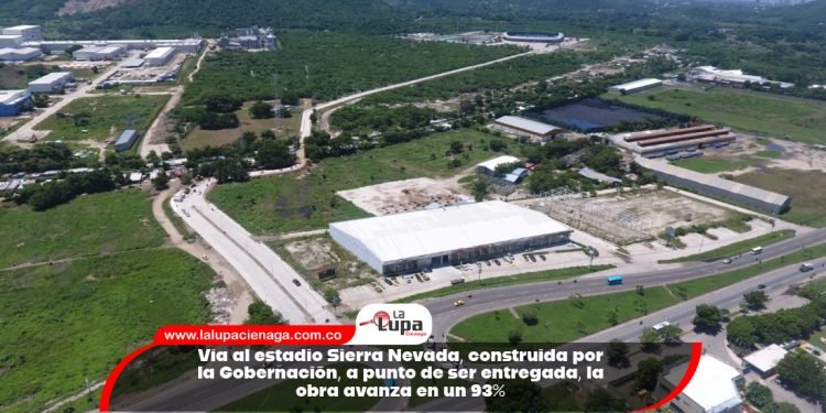 Vía al estadio Sierra Nevada, construida por la Gobernación, a punto de ser entregada, la obra avanza en un 93%