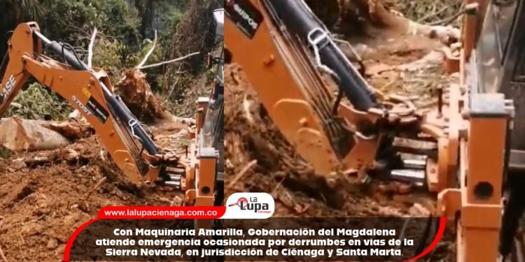 Con Maquinaria Amarilla, Gobernación del Magdalena atiende emergencia ocasionada por derrumbes en vías de la Sierra Nevada, en jurisdicción de Ciénaga y Santa Marta. 