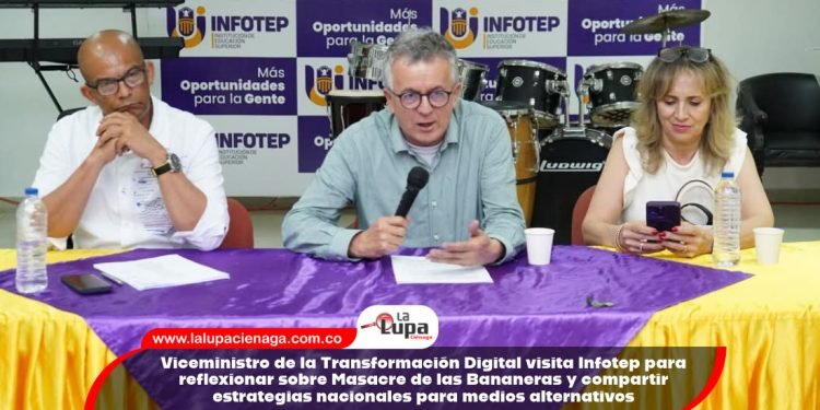 Viceministro de la Transformación Digital visita Infotep para reflexionar sobre Masacre de las Bananeras y compartir estrategias nacionales para medios alternativos