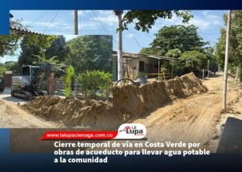 Cierre temporal de vía en Costa Verde por obras de acueducto para llevar agua potable a la comunidad
