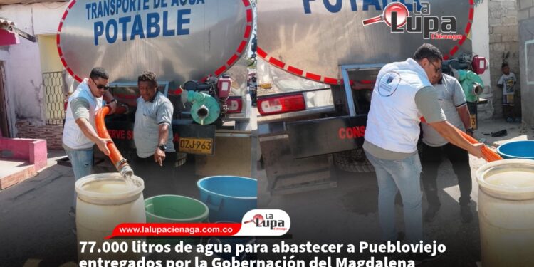 77.000 litros de agua para abastecer a Puebloviejo entregados por la Gobernación del Magdalena