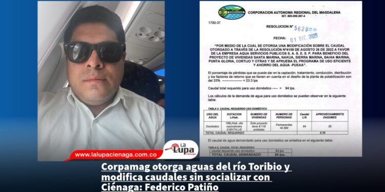 Corpamag otorga aguas del río Toribio y modifica caudales sin socializar con Ciénaga: Federico Patiño